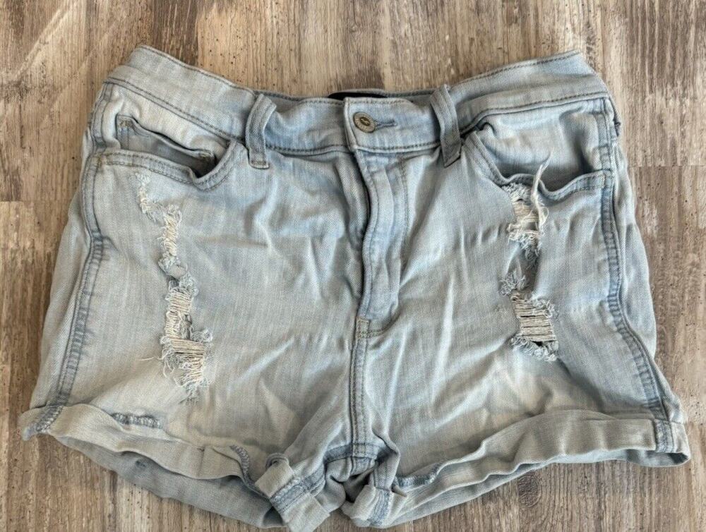 Hollister Women's High Rise Advanced Stretch Denim Shorts Distressed Size 7